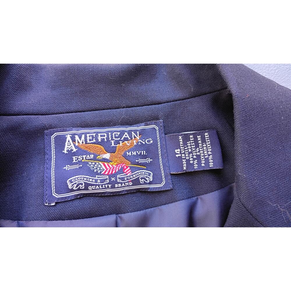 American Living Blue Crest Wool Blazer Jacket Gold Button Preppy Academia 14 NEW - Picture 6 of 13